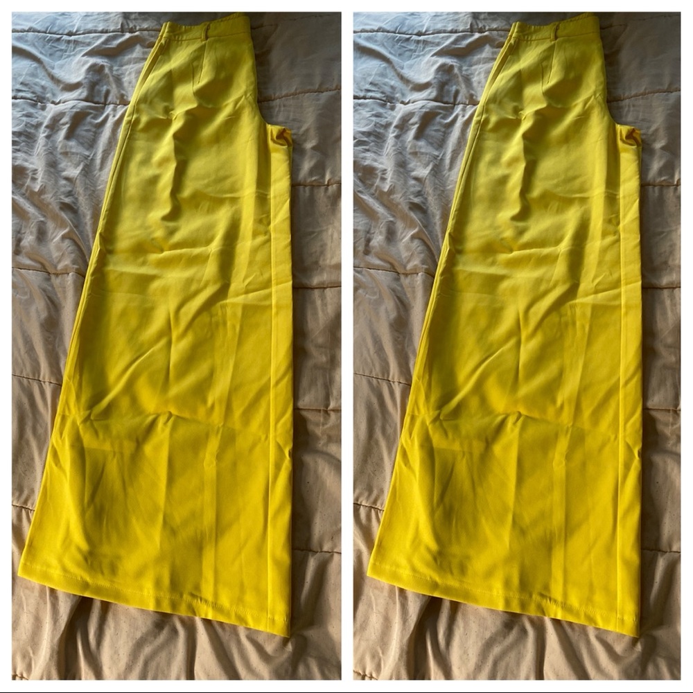 Yellow extreme flare pants
